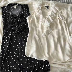 Lot of 2 medium lace ruffle WHBM tops